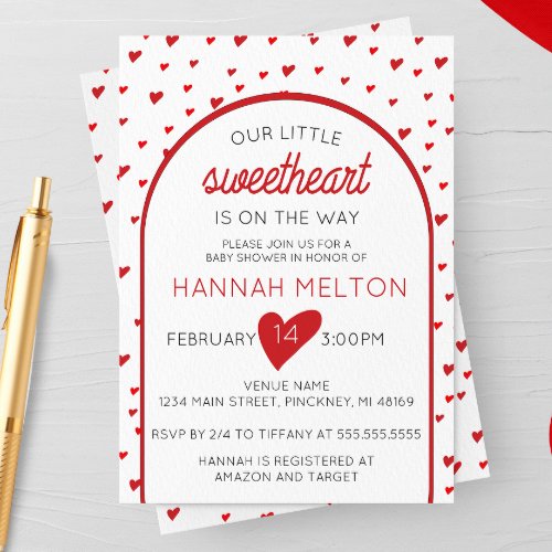 Our Little Sweetheart Valentines Day Baby Shower Invitation