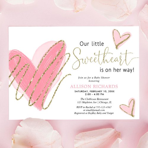 Our Little Sweetheart Valentines girl baby shower Invitation