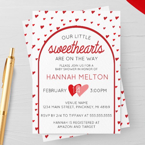 Our Little Sweethearts Valentines Day Baby Shower Invitation