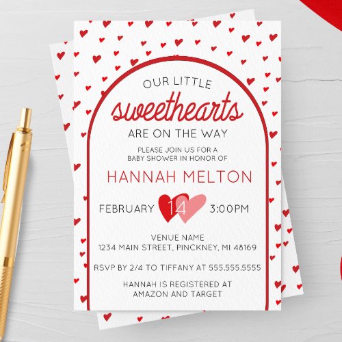 Our Little Sweethearts Valentines Day Baby Shower Invitation