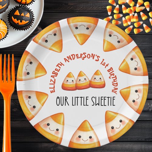 Our Little Sweetie Halloween Birthday Paper Plates