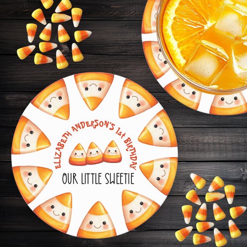 Our Little Sweetie Halloween Birthday Round Paper Coaster