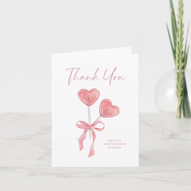 Our Little Sweetie Valentine Baby Shower Thank You Invitation (Front)
