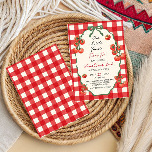 Our little Tomato Red Gingham turns two Birthday Invitation