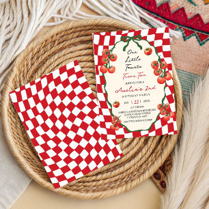 Our little Tomato Retro red turns two Birthday Invitation