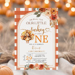 Our Little Turkey Gingham Wildflower 1st Birthday Invitation<br><div class="desc">EDITABLE Our Little Turkey Gingham Wildflower 1st Birthday Invitation
Elegant Orangw Gingham Rustic Watercolor Wildflower Turning One Birthday Invite</div>