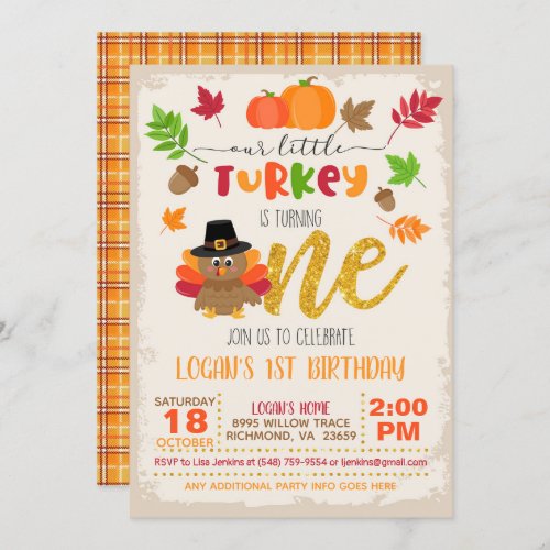 Our Little Turkey is Turning ONE Invitation _ P