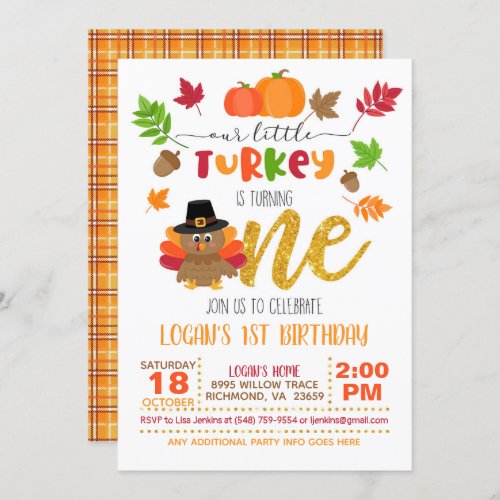 Our Little Turkey is Turning ONE Invitation _ WP