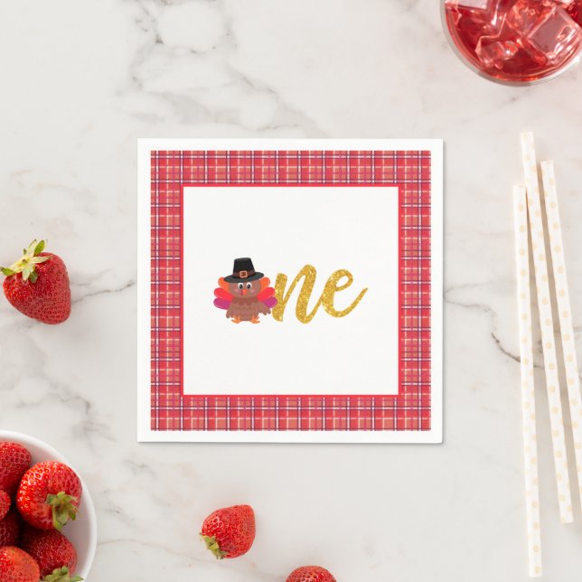 Our Little Turkey is Turning ONE Napkin - Girl - P (Insitu)