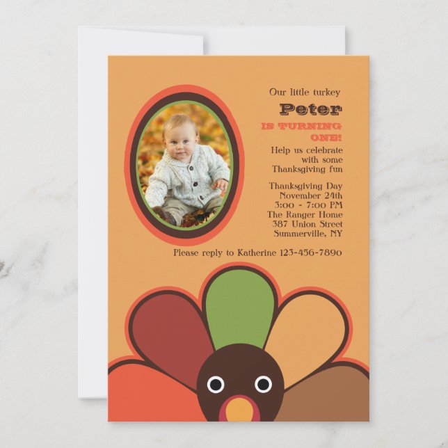 Our Little Turkey Photo Invitation (Front)