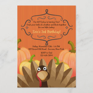 Our Little Turkey Thanksgiving Birthday Invitation