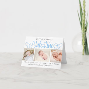 Our Little Valentine 3 Photo Birth Announcement