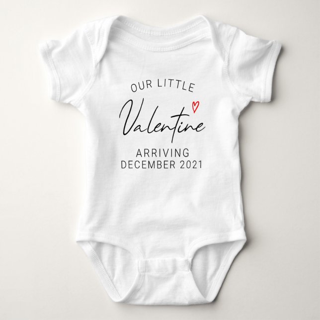 Our Little Valentine Baby Announcement Bodysuit (Front)