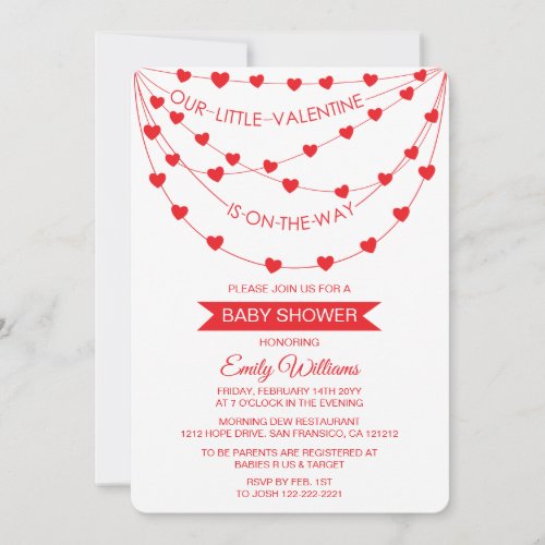 OUR LITTLE VALENTINE IS ON THE WAY BABY SHOWER HOLIDAY CARD