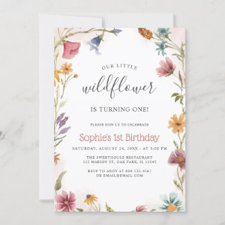 Our Little Wildflower 1st Baby Girl Birthday Invitation