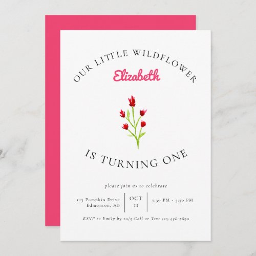 Our Little Wildflower 1st Birthday Floral Minimal Invitation