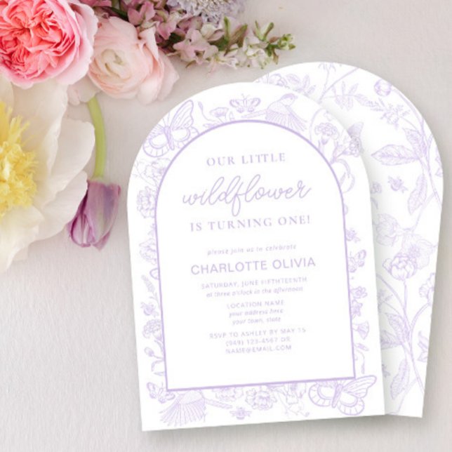 Our Little Wildflower 1st Birthday Lilac Flowers Invitation (Creator Uploaded)