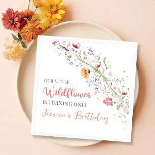 Our Little Wildflower Baby Girl 1st Birthday Party Napkins