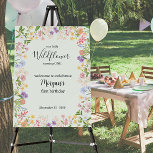 Our Little Wildflower Colorful 1st Birthday Party Foam Board