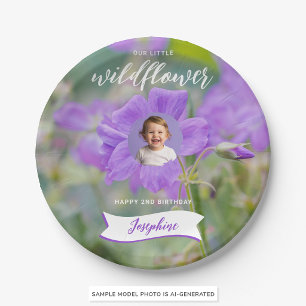 Our Little Wildflower Custom Kid's Photo Birthday Paper Plates