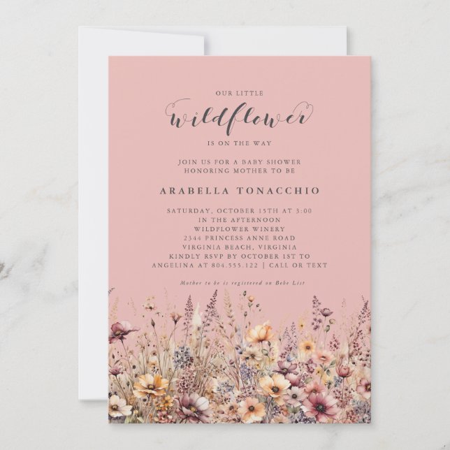 Our Little Wildflower Fall Floral Baby Shower Invitation (Front)