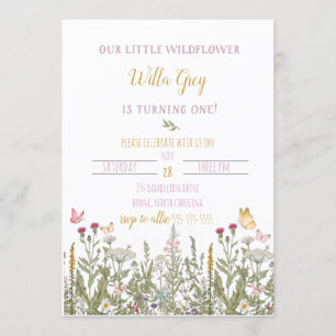 Our Little Wildflower First Birthday Invitation