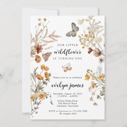 Our Little Wildflower First Birthday Invitation