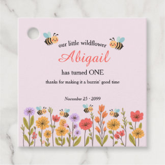 Our Little Wildflower Floral Bee 1st Birthday Favor Tags