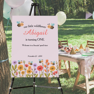 Our Little Wildflower Floral Bee 1st Birthday Foam Board
