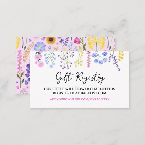 Our Little Wildflower Gift Registry Enclosure Card