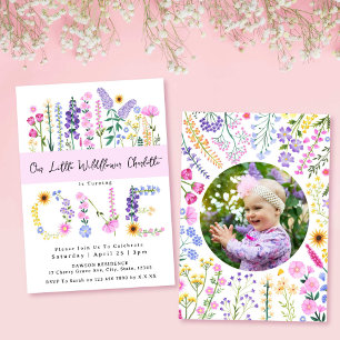 Our Little Wildflower Girl 1st Birthday Photo Invitation