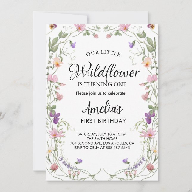 Our Little Wildflower Girl Birthday Invitation (Front)