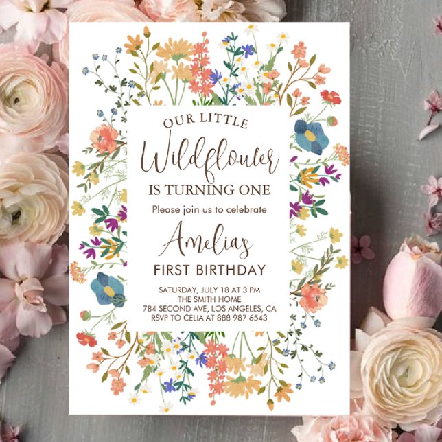 Our Little Wildflower Girl First Birthday Party Invitation (Creator Uploaded)