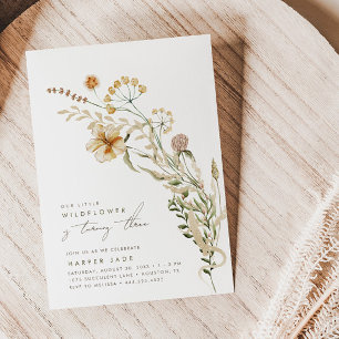 Our Little Wildflower Girls Floral Birthday Party Invitation