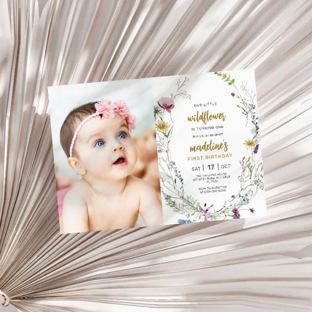 Our Little Wildflower Is Turning One 1st Birthday Invitation 