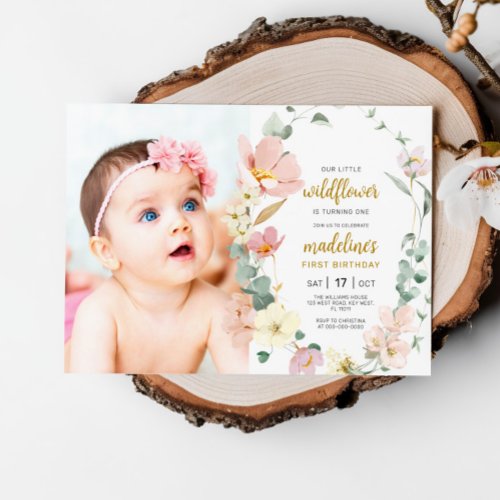 Our Little Wildflower Is Turning ONE 1st Birthday Invitation