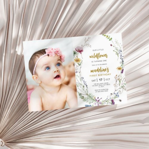 Our Little Wildflower Is Turning ONE 1st Birthday Invitation