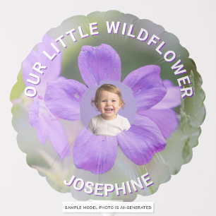 Our Little Wildflower Lilac Geranium Custom Photo Balloon