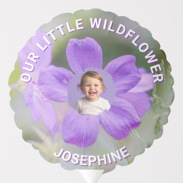 Our Little Wildflower Lilac Geranium Custom Photo Balloon (Front)