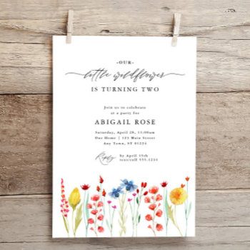 Our Little Wildflower Meadow Border Birthday Invitation by FancyShmancyNotes at Zazzle