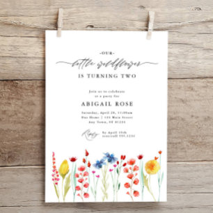 Our Little Wildflower Meadow Border Birthday Invitation