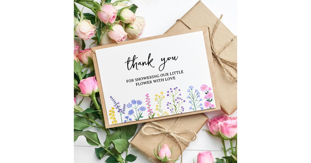 Our Little Wildflower Spring Garden Party Thank You Card | Zazzle