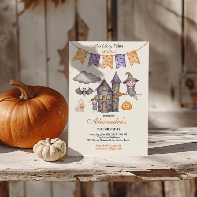 Our Little Witch Turns ONE Invitation (Creator Uploaded)