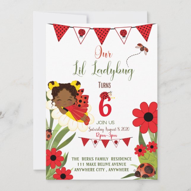 Our Love Bug Birthday Invitation Card (Front)