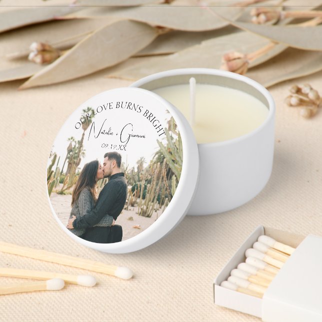 Our Love Burns Bright | Photo Wedding Mini Candle Favors (Insitu)