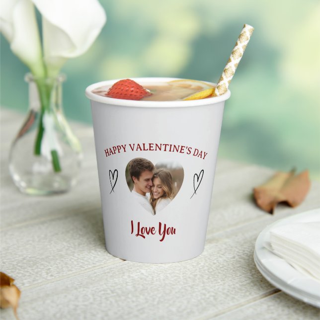 Our Love Custom Photo Valentine’s Day Paper Cup (Insitu)