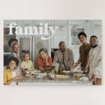 Our Love | Family Name Photo Jigsaw Puzzle<br><div class="desc">Looking for the perfect keepsake that you can enjoy as an entire family? Our chic family name puzzle is the perfect way to cherish those memories forever. Elegant "family" in modern typography, and your choice of personalization. Perfect activity to do together. Create a sweet keepsake of your family vacation, holidays,...</div>