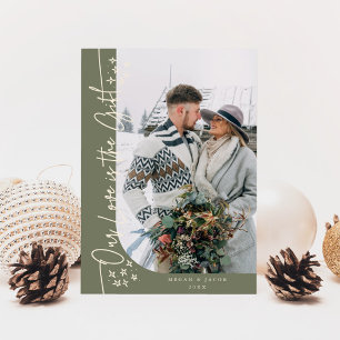 Our Love Gift Christmas Newlywed Photo Sage Holiday Card