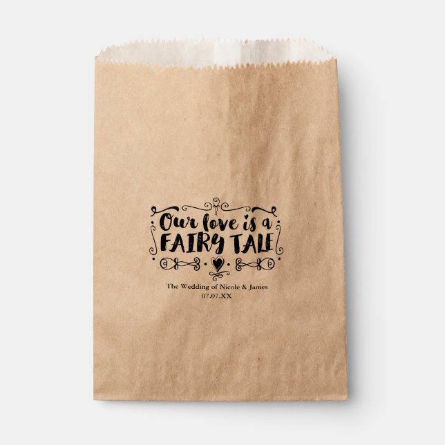 OUR LOVE IS A FAIRY TALE Custom Wedding Favor Favor Bag (Front)