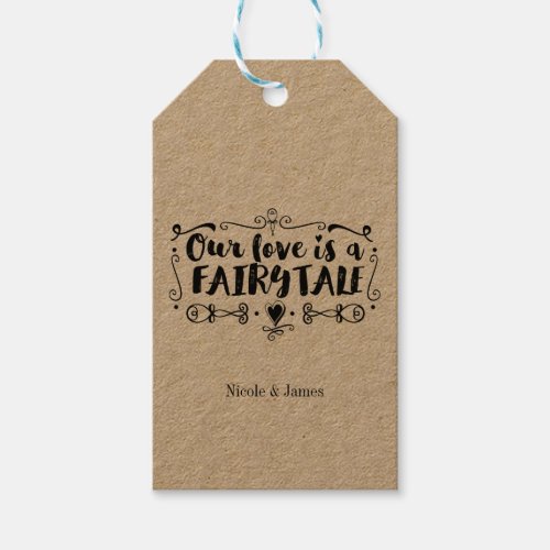 OUR LOVE IS A FAIRY TALE Custom Wedding Favor Gift Tags